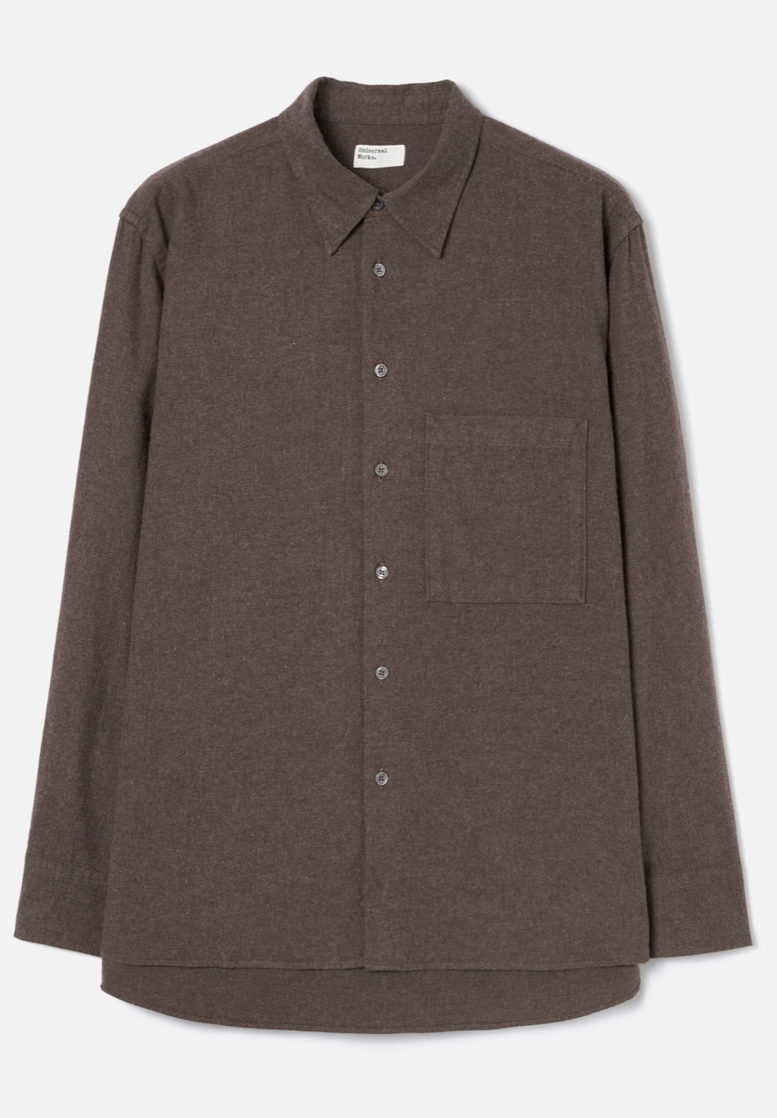 UNIVERSAL WORKS SQUARE POCKET SHIRT - BRUSHED FLANNEL BLUE