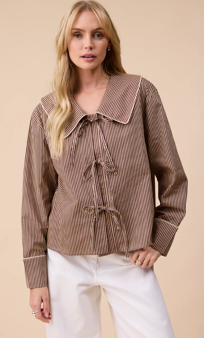 TBCO COTTON SHIRT STRIPE - CAMEL