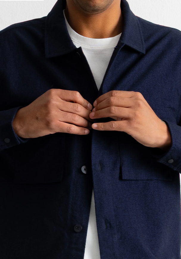 FOLK PATCH OVERSHIRT - NAVY LIGFHTWEIGHT MOLESKIN