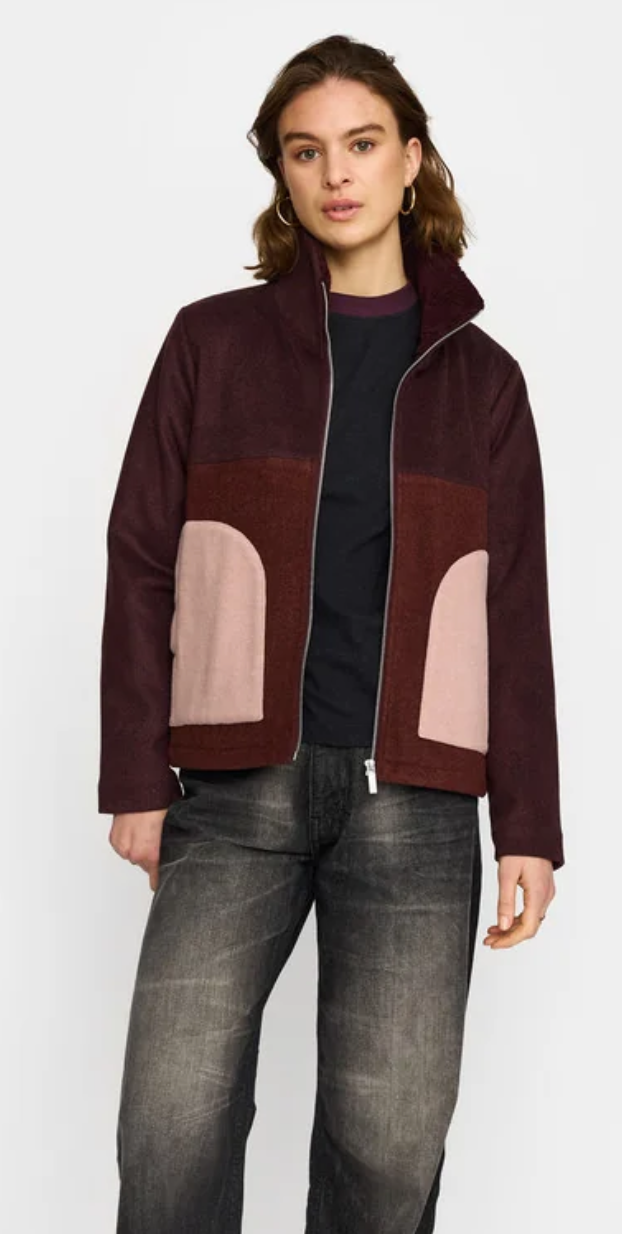 SELFHOOD BLOCK JACKET - BURGUNDY