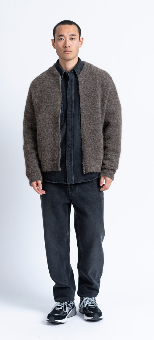 LOREAK MENDIAN MEN"S MARTIN ZIP BOMBER CARDIGAN - BROWN