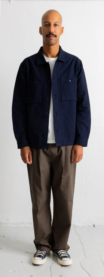 FOLK PATCH OVERSHIRT - NAVY LIGFHTWEIGHT MOLESKIN