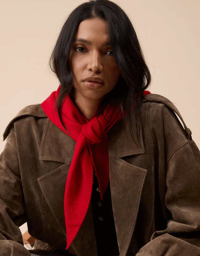 TBCO MERINO WOOL TRIANGLE SCARF - RED