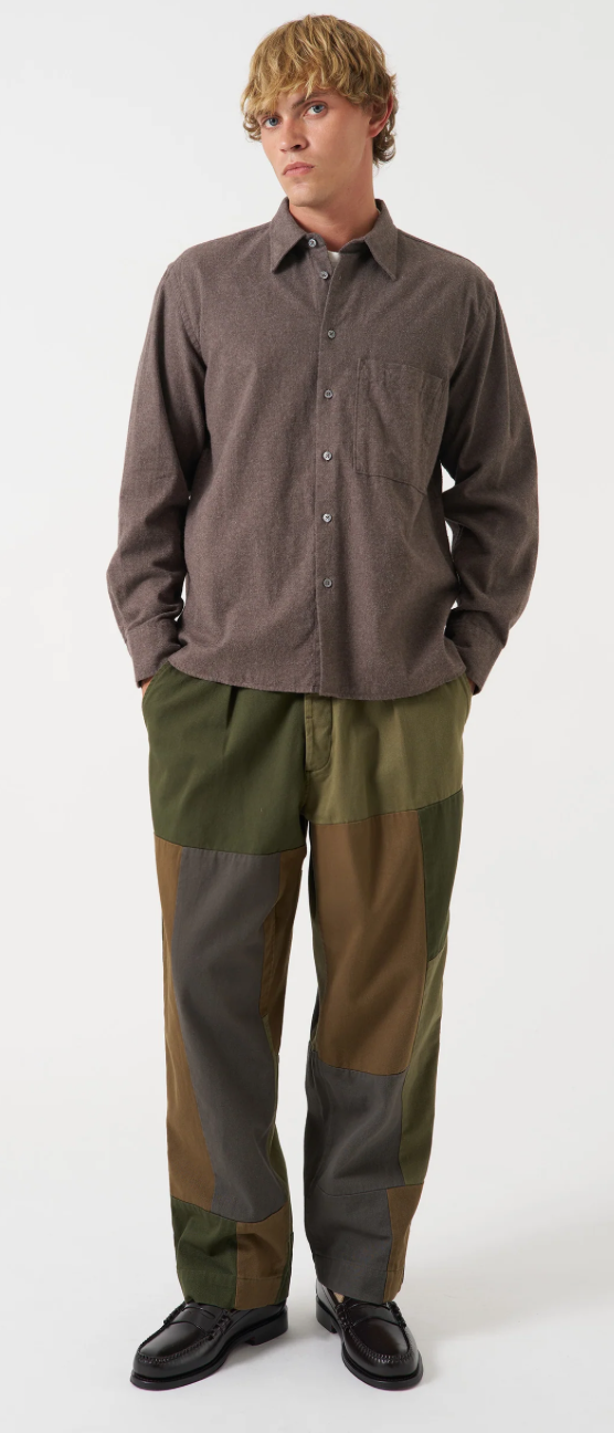 UNIVERSAL WORKS SQUARE POCKET SHIRT - BRUSHED FLANNEL BLUE