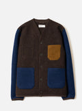 UNIVERSAL WORKS WOOL FLEECE CARDIGAN - BROWN / INDIGO
