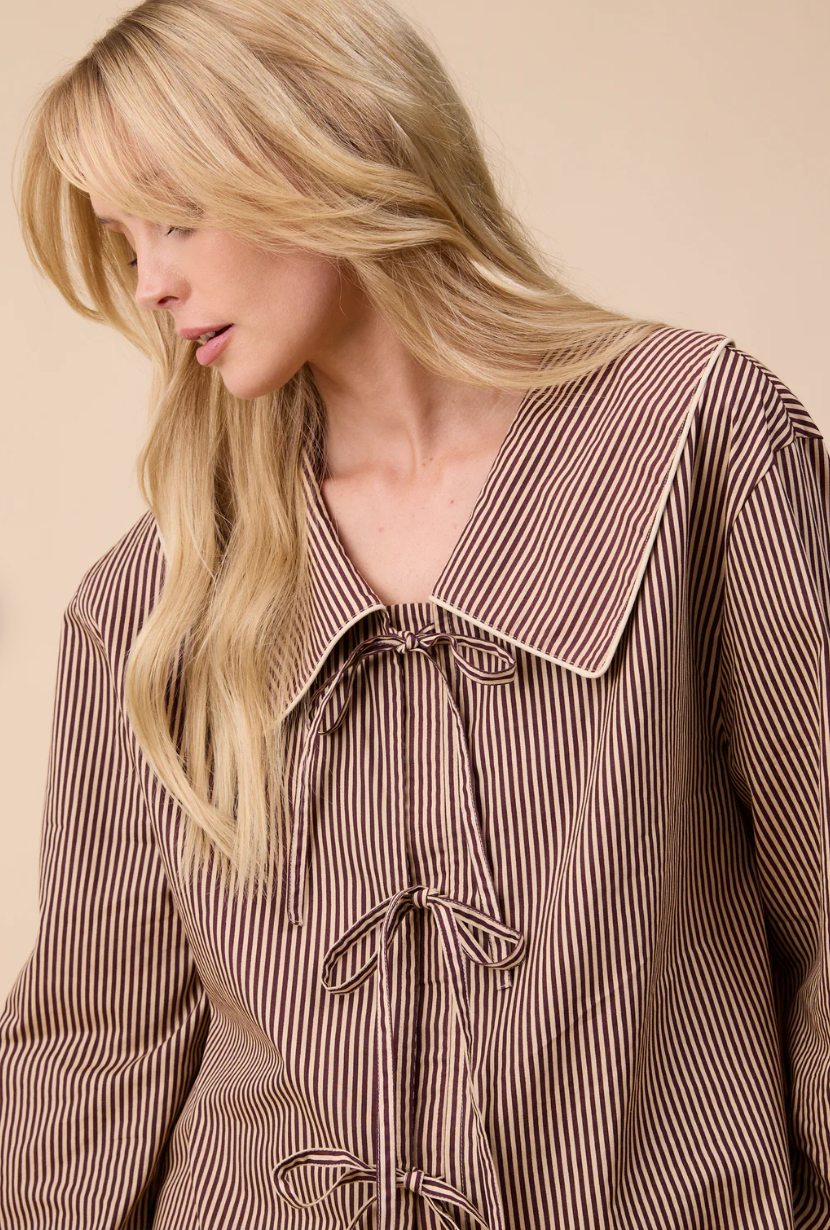TBCO COTTON SHIRT STRIPE - CAMEL
