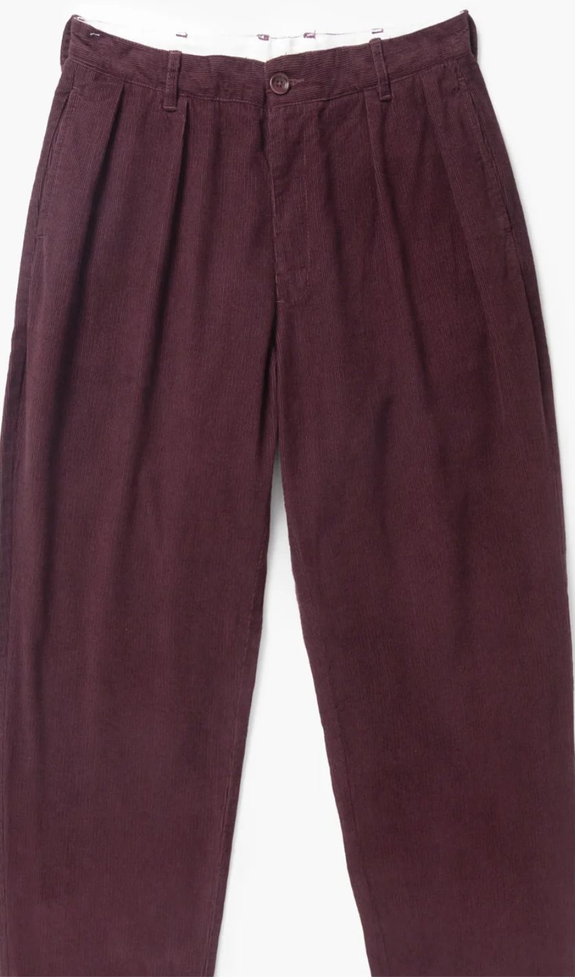 SERVICE WORKS PART TIMER PANT FINE CORD - BURGUNDY