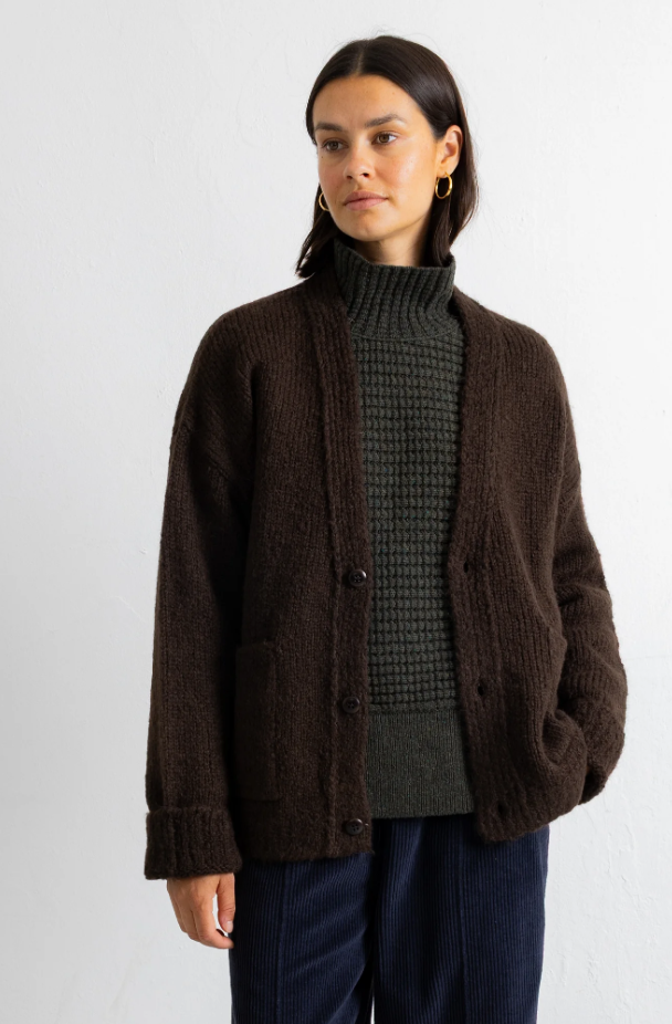 FOLK RELAXED CARDIGAN - ESSPRESSO