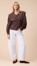 TBCO COTTON SHIRT SCALLOP - BROWN