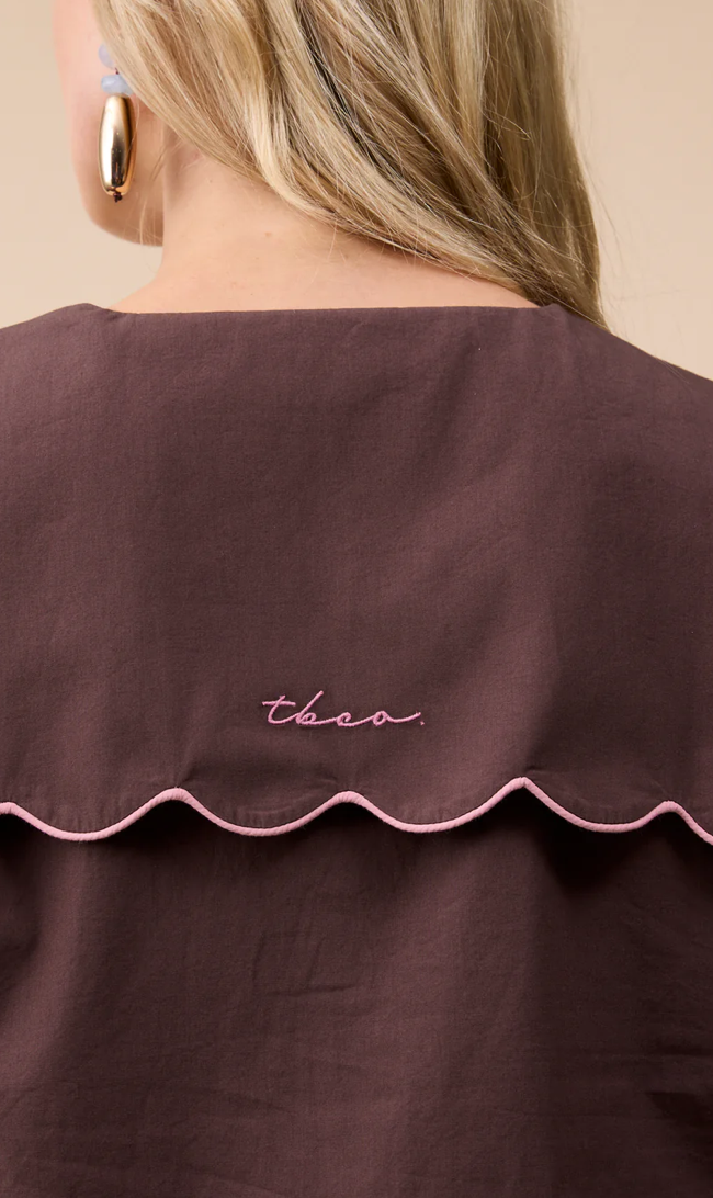 TBCO COTTON SHIRT SCALLOP - BROWN