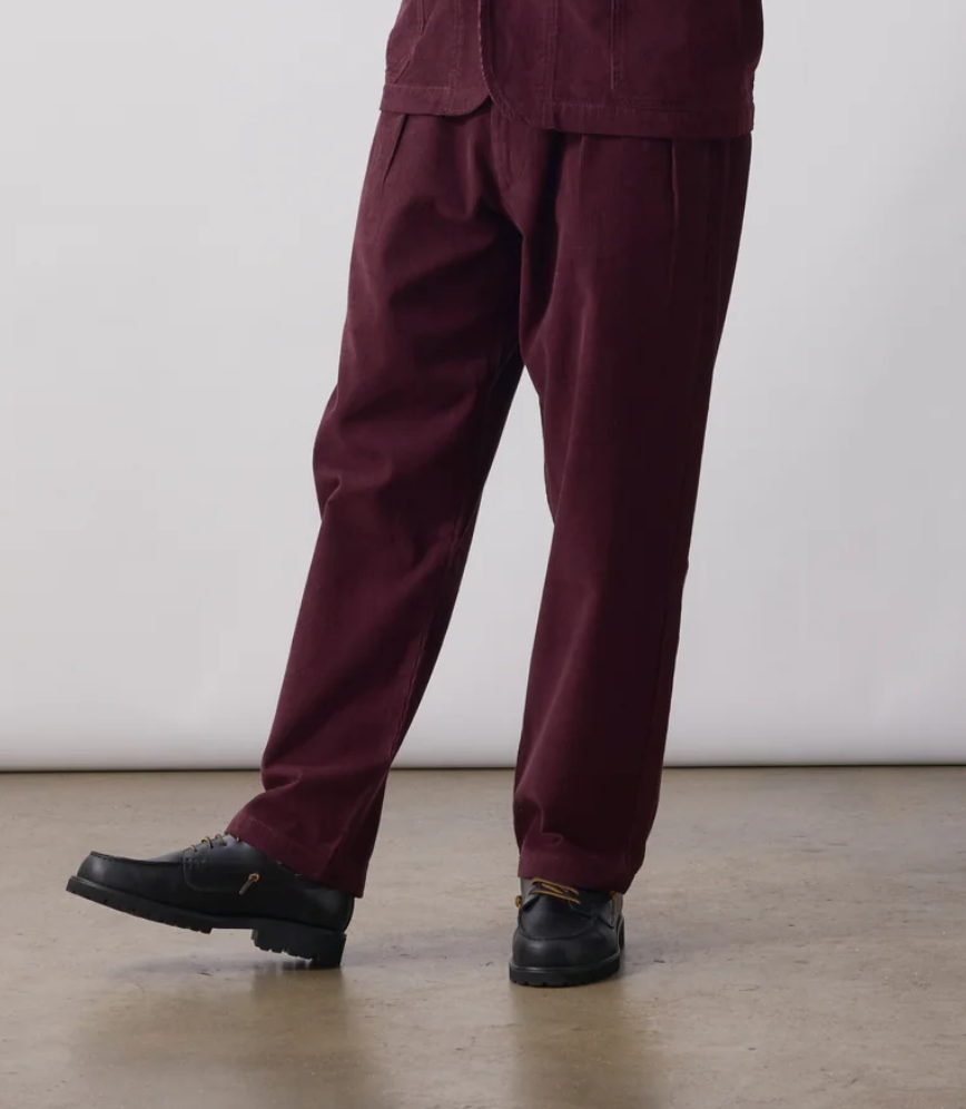SERVICE WORKS PART TIMER PANT FINE CORD - BURGUNDY
