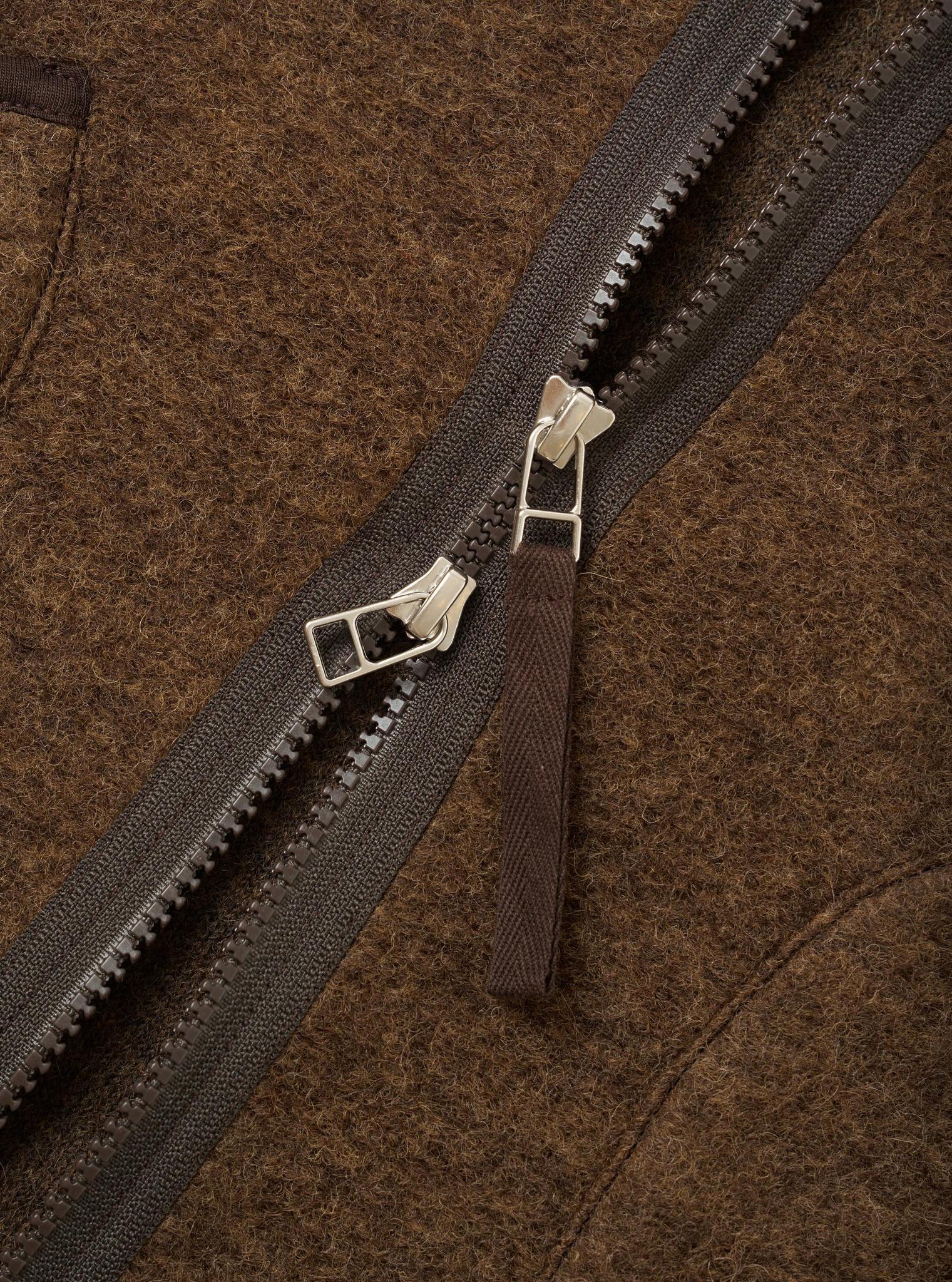 UNIVERSAL WORKS ZIP LINER JACKET - WOOL - FLEECE - BROWN MARL