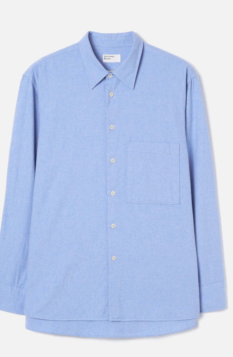UNIVERSAL WORKS SQUARE POCKET SHIRT - BRUSHED FLANNEL BLUE