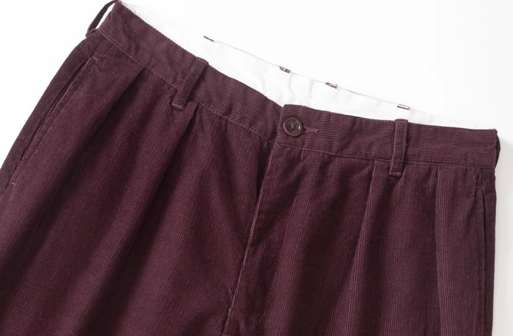 SERVICE WORKS PART TIMER PANT FINE CORD - BURGUNDY