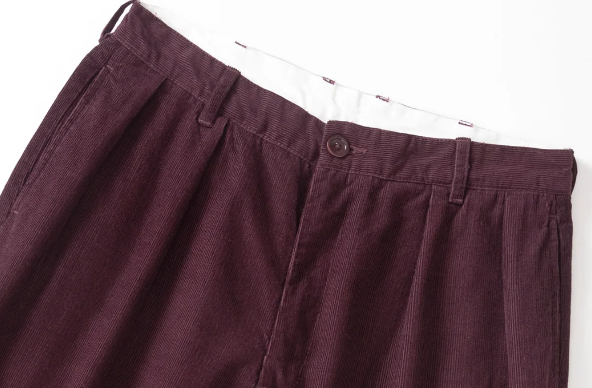 SERVICE WORKS PART TIMER PANT FINE CORD - BURGUNDY