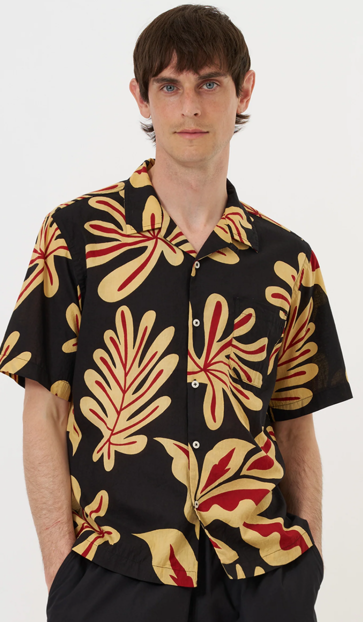 UNIVERSAL WORKS ROAD SHIRT BAJA PRINT - BLACK
