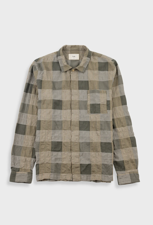 FOLK PATCH SHIRT - SAGE MULTICHECK