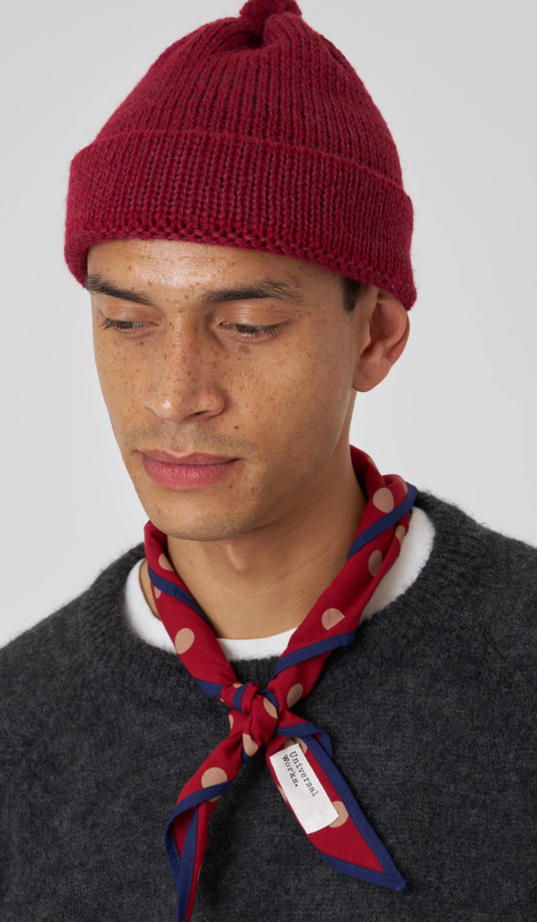 UNIVERSAL WORKS DOT PRINT SCARF - RED