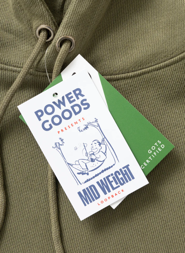 POWER GOODS LOOPBACK HOODIE - OLIVE