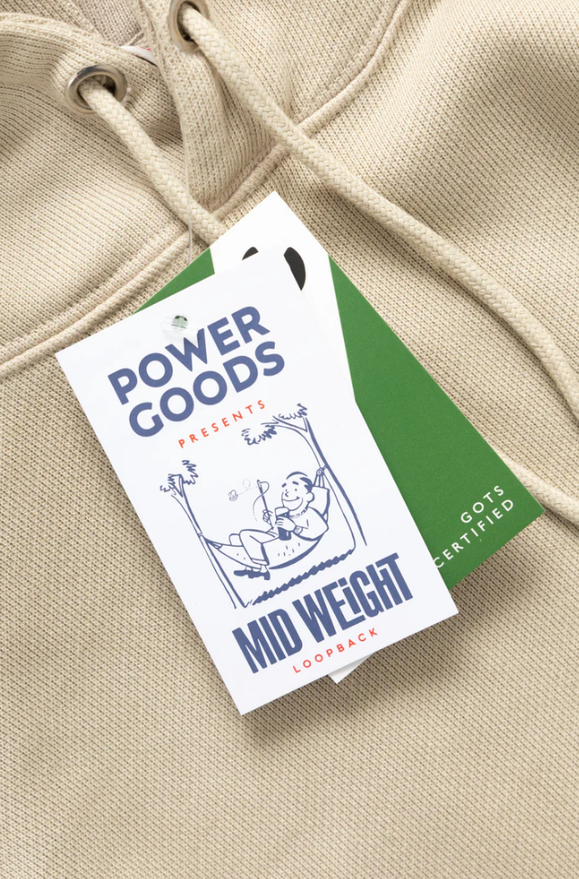 POWER GOODS LOOPBACK HOODIE - PUTTY