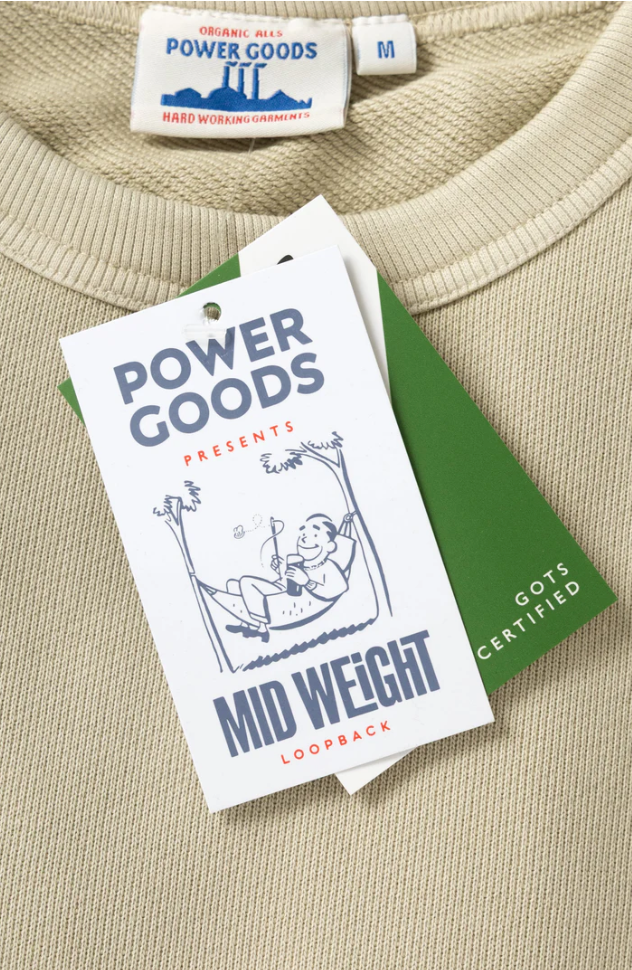 POWER GOODS LOOPBACK CREW - PUTTY