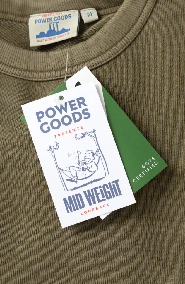 POWER GOODS LOOPBACK CREW - OLIVE