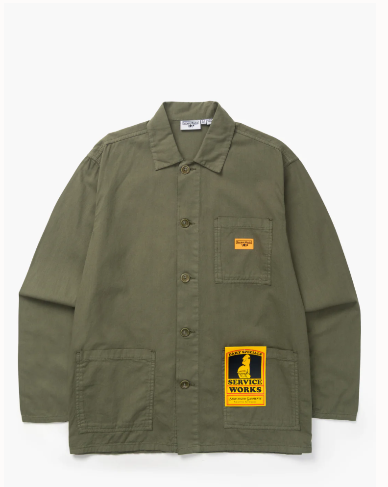 SERVICE WORKS CLASSIC CANVAS CHORE SHIRT - OLIVE