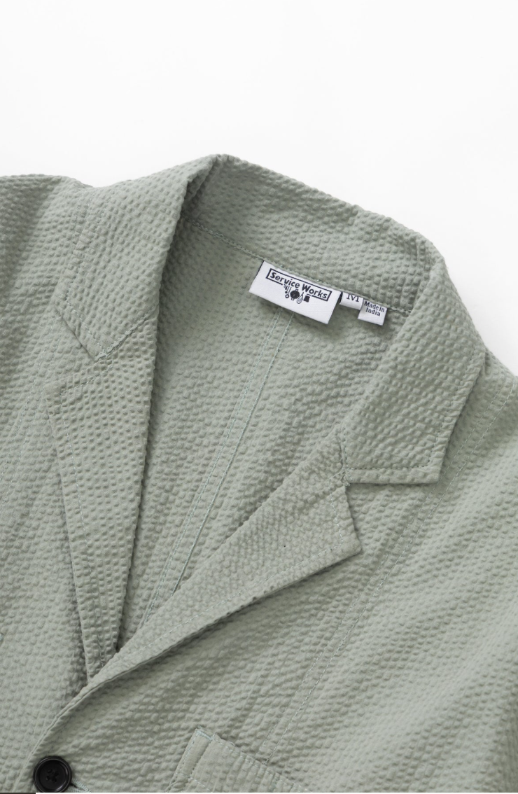 SERVICE WORKS SEERSUCKER SERVER SUIT JACKET - SAGE