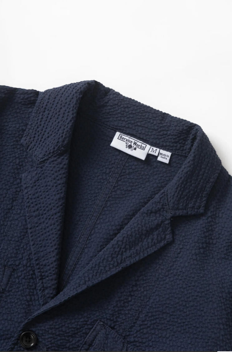 SERVICE WORKS SEERSUCKER SERVER SUIT JACKET - DARK NAVY
