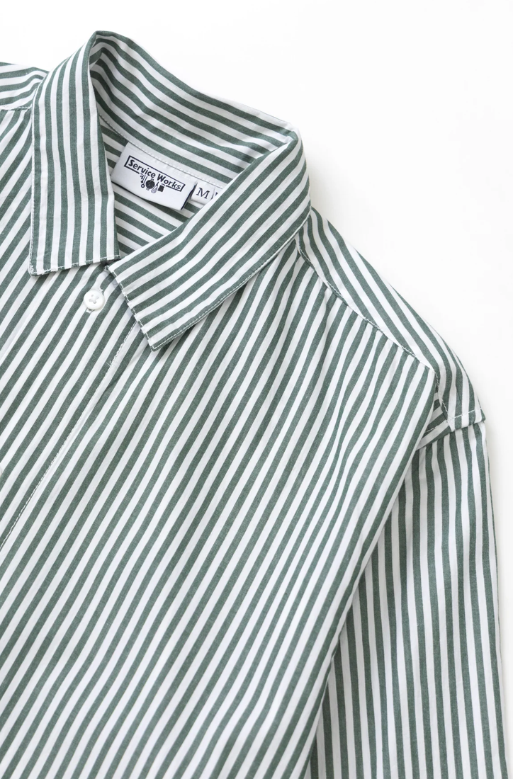 SERVICE WORKS POPLIN STRIPE WAITER SHIRT - FOREST
