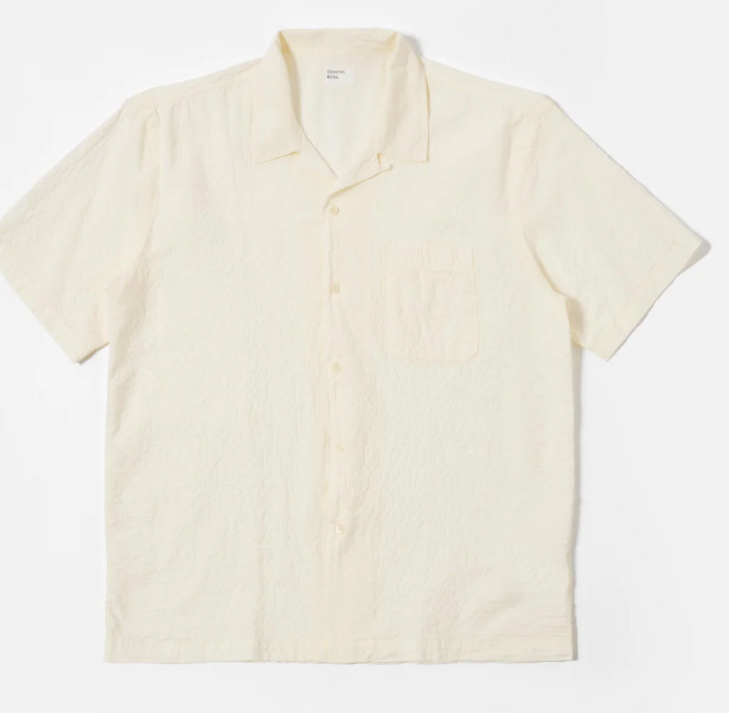 UNIVERSAL WORKS ROAD SHIRT ARTEN SEERSUCKER - ECRU