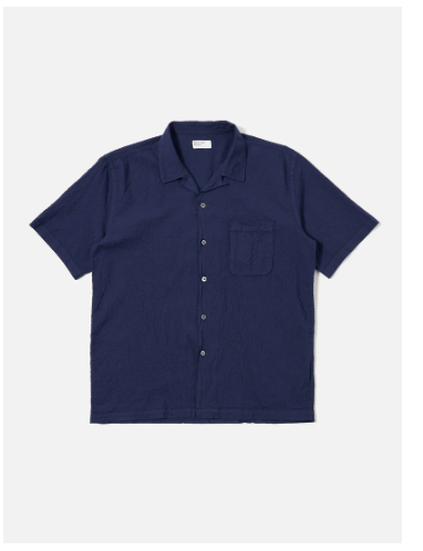UNIVERSAL WORKS ROAD SHIRT ARTEN SEERSUCKER - NAVY