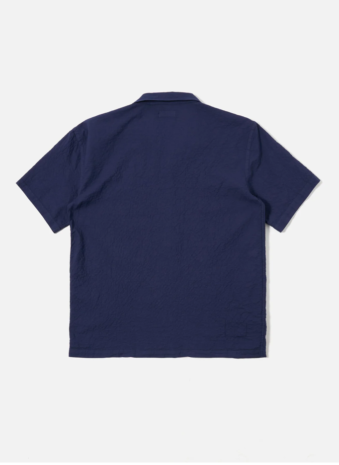 UNIVERSAL WORKS ROAD SHIRT ARTEN SEERSUCKER - NAVY