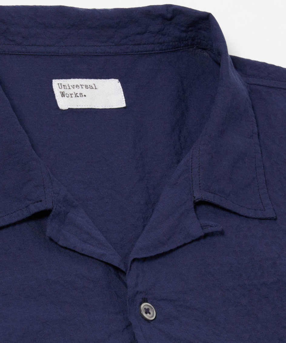 UNIVERSAL WORKS ROAD SHIRT ARTEN SEERSUCKER - NAVY