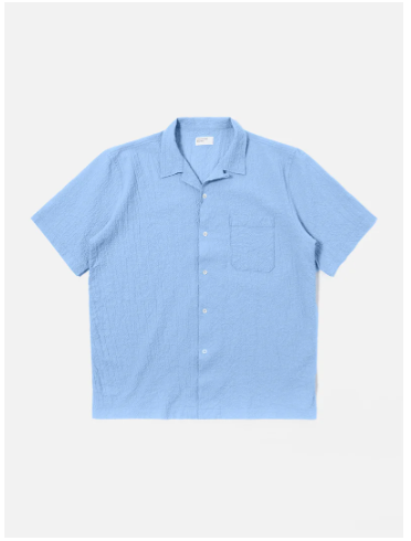 UNIVERSAL WORKS ROAD SHIRT SEERSUCKER - SKY BLUE