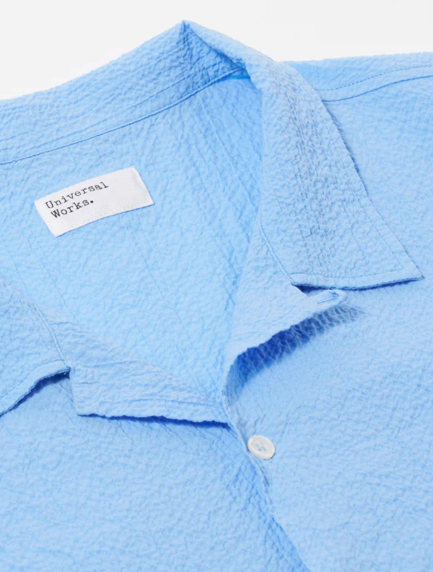 UNIVERSAL WORKS ROAD SHIRT SEERSUCKER - SKY BLUE