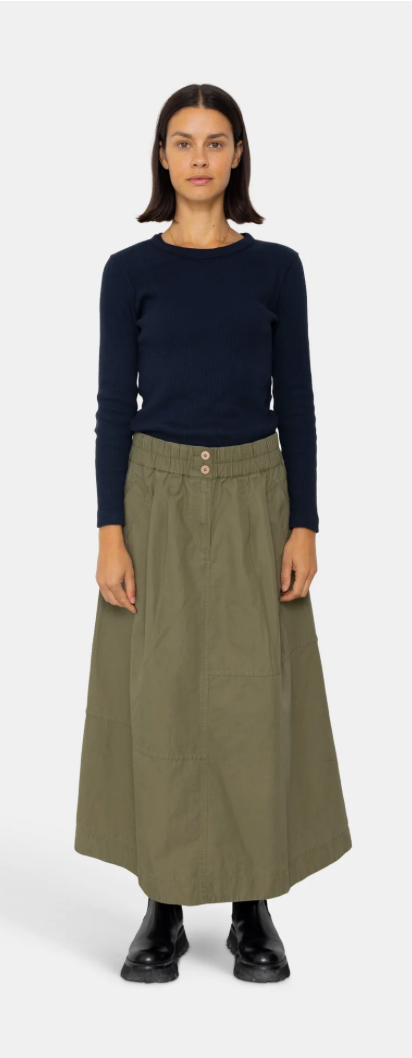 FOLK WOMENS MAXI SKIRT - OLIVE
