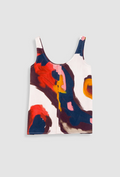 FOLK WOMENS SCOOP BACK VEST - IMPASTO PRINT SATIN