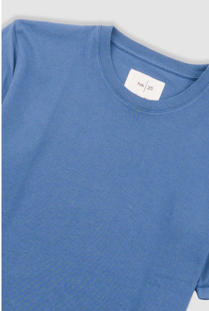 FOLK MENS CONTRAST SLEEVE T-SHIRT - SOFT BLUE