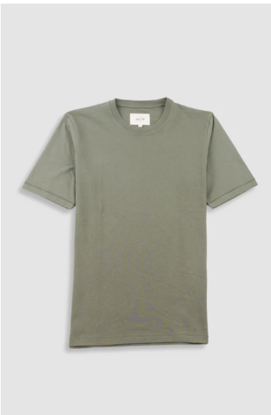 FOLK MENS CONTRAST SLEEVE T-SHIRT - OLIVE