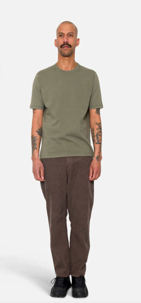 FOLK MENS CONTRAST SLEEVE T-SHIRT - OLIVE