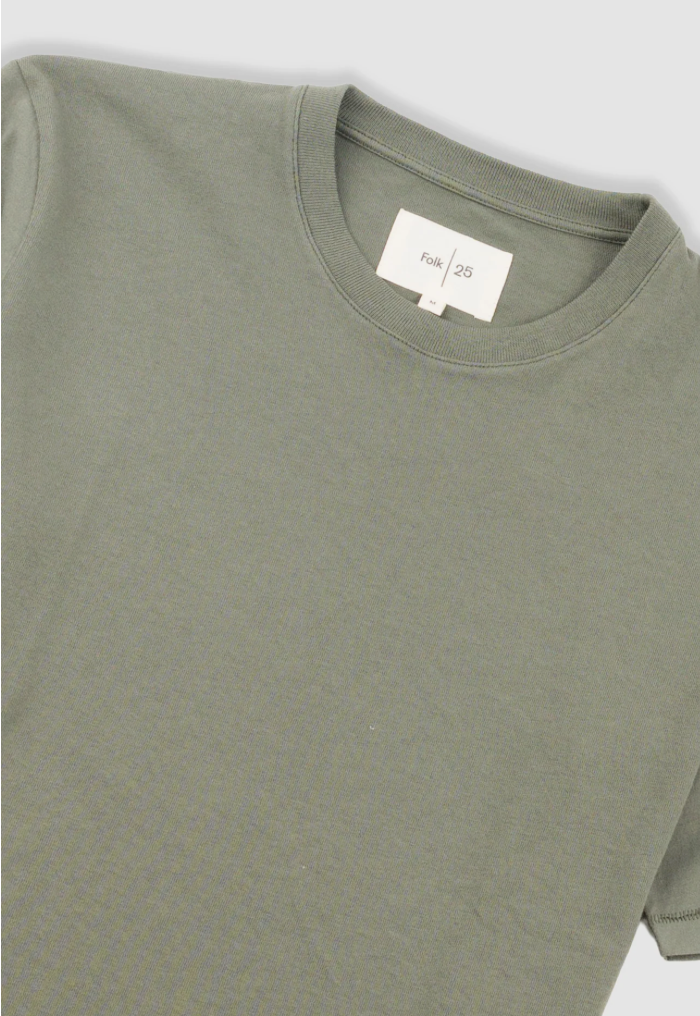 FOLK MENS CONTRAST SLEEVE T-SHIRT - OLIVE