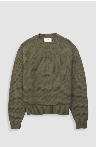 FOLK MENS DROP SHOULDER CREW - OLIVE