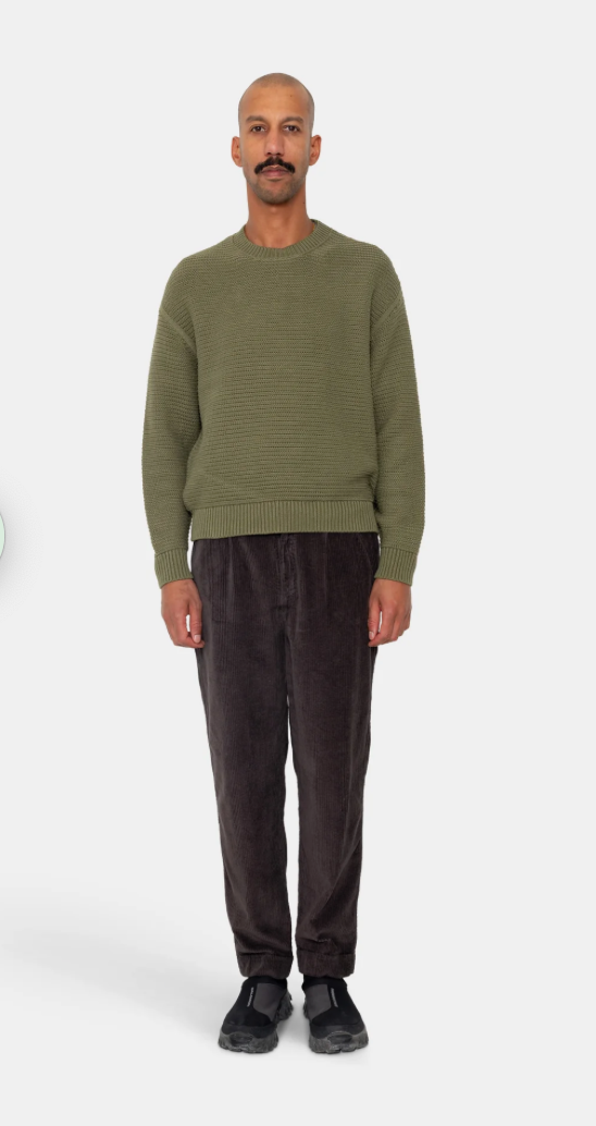 FOLK MENS DROP SHOULDER CREW - OLIVE