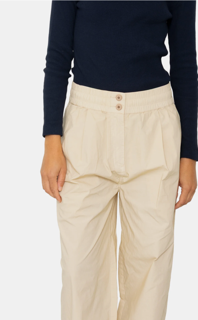 FOLK WOMENS DRAWCORD BAGGY PANT - LIGHT STONE