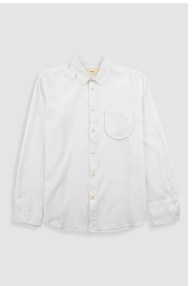 FOLK MENS PLAIN CURVE SHIRT - OFF WHITE