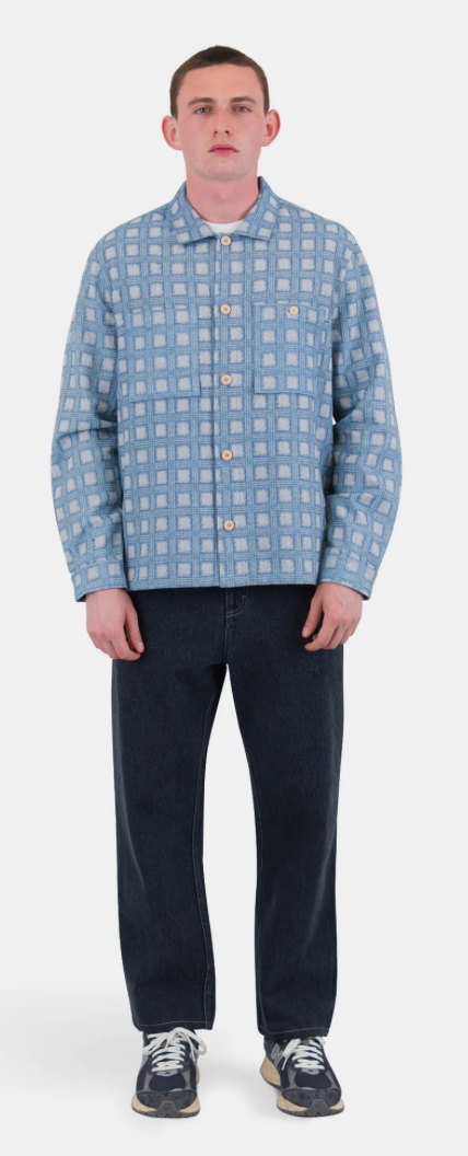 FOLK MENS PATCH OVERSHIRT - BLUE TILE TAPESTRY