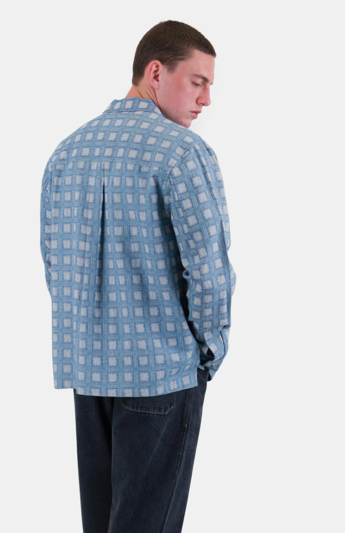 FOLK MENS PATCH OVERSHIRT - BLUE TILE TAPESTRY