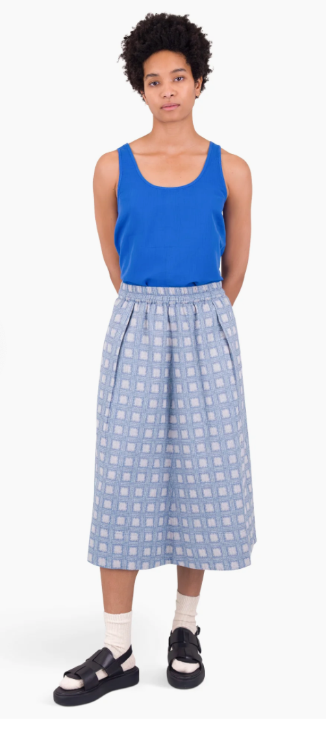 FOLK WOMENS FULL SEAM SKIRT - BLUE TILE TAPESTRY