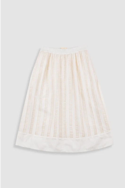 FOLK WOMENS FULL SEAM SKIRT - ECRU LADDER EMBROIDERY